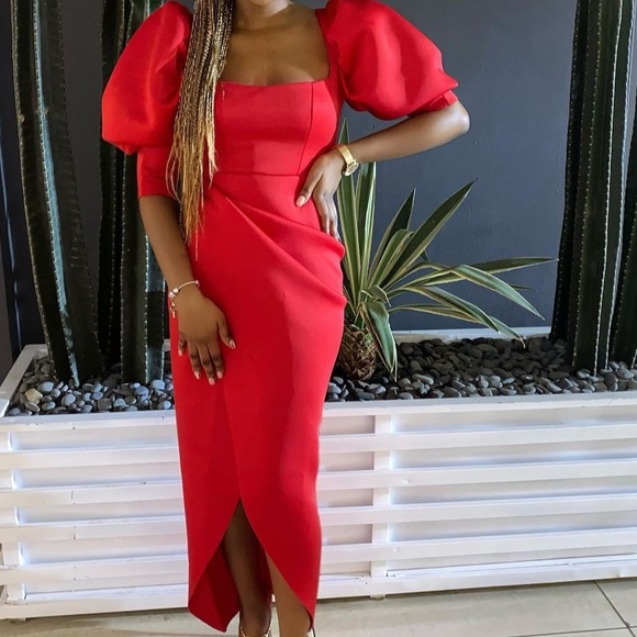 ASOS DESIGN puff sleeve wrap maxi dress - Picture 1 of 3